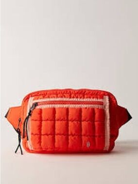 1196. FREE PEOPLE Quilted Muff sling bag in Flame/red NWT $78